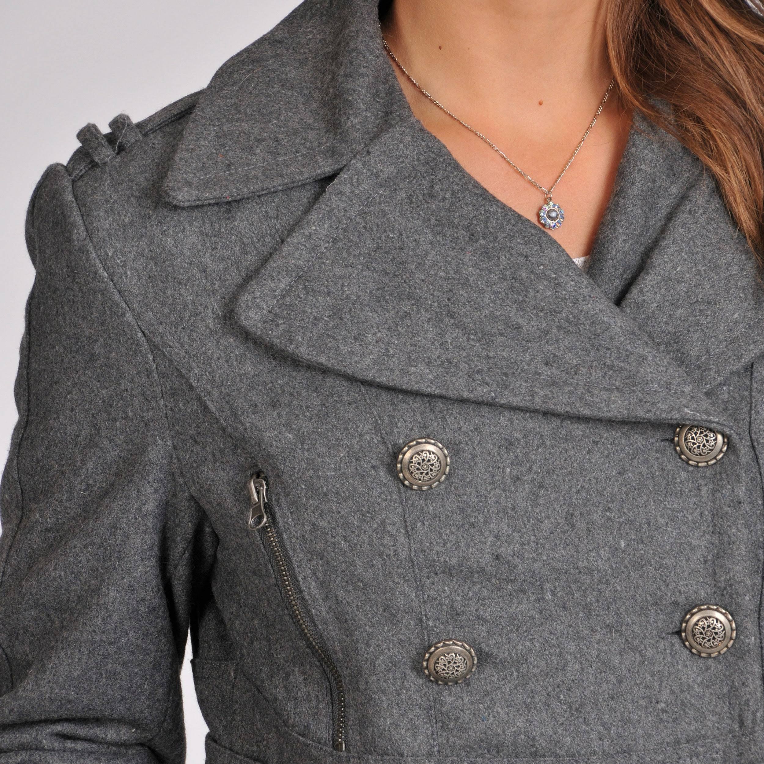 Excelled Wool Blend Double Breasted Peacoat Small - Charcoal Grey