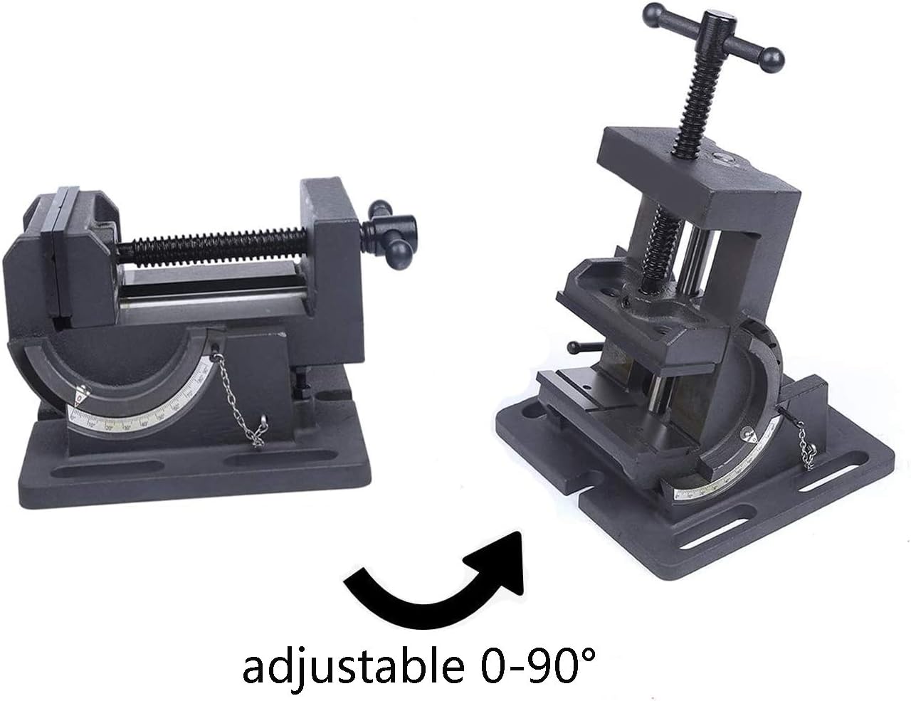 4.25 Inch Drill Press Tilting Angle Vise 0-90 Degree Swivel Industrial Strength Benchtop Vises Drill Press Vise Heavy Cast Iron Cradle Style Drill