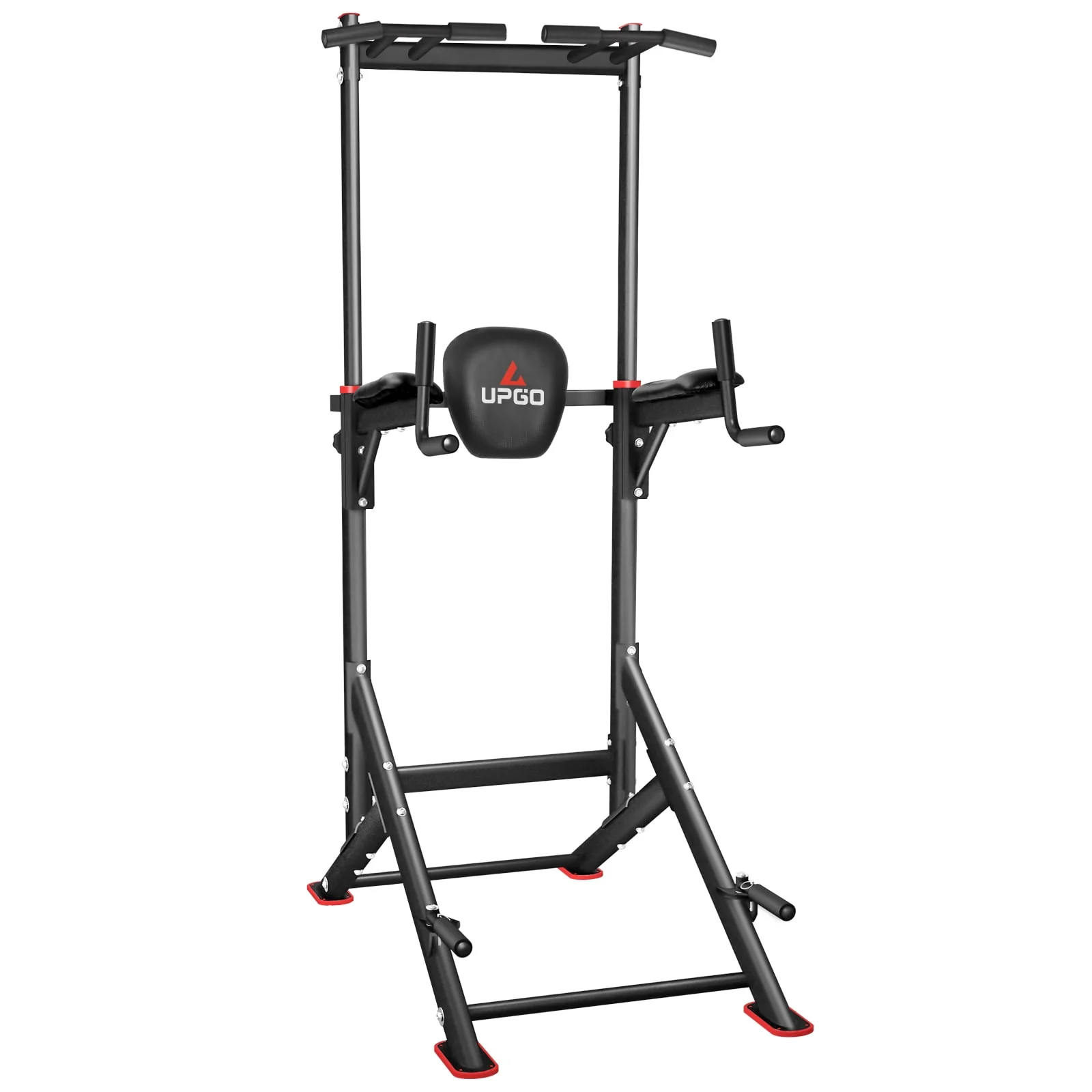UPGO Adjustable Power Tower 400lbs Max Weight Dip Station Pull up Bar Power Rack Push up Resistance Band for Home Gym Strength Training Workout
