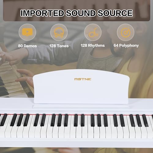 Digital Piano 88 Key Weighted with Piano Bench, 88 Key Full Size Semi Weighted Keyboard Piano, Electronic Piano for Beginner,with Adjustable Stand