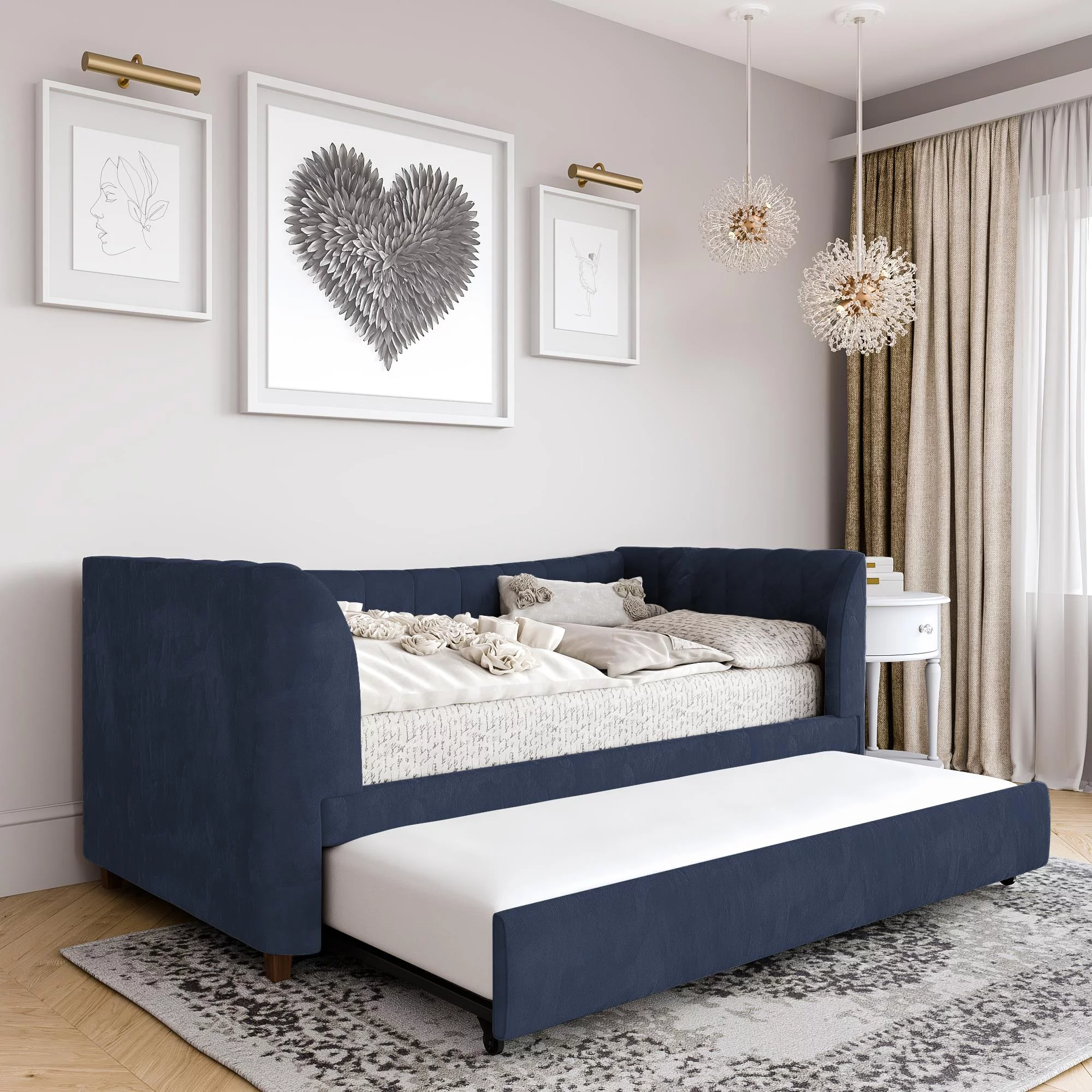 Little Seeds Valentina Upholstered Daybed with Trundle