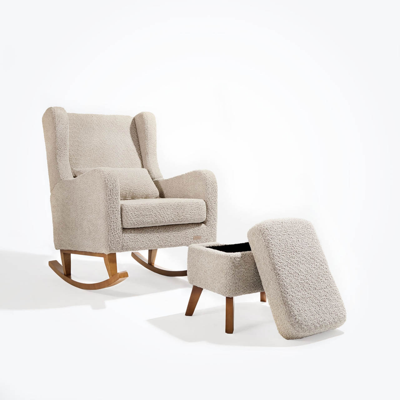 Tutti Bambini Harper Wingback Rocking Chair and Footstool – Teddy Mushroom