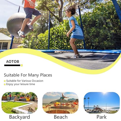 AOTOB 8FT 10FT 12FT 14 FT 15FT Trampoline with Safety Enclosure Net，Outdoor Trampoline with Basketball Hoop