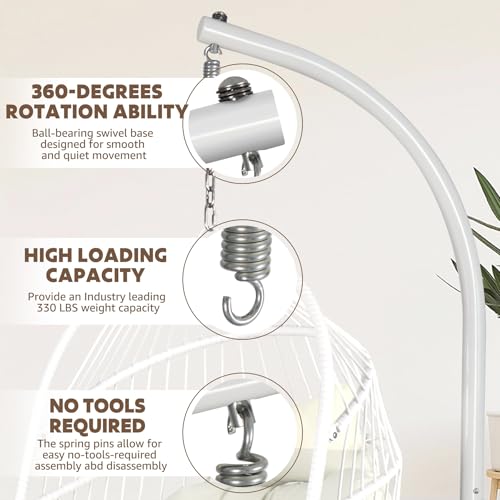 Chihee Egg Chair Foldable Wicker Rattan Hanging Chair Swing Chair Indoor Outdoor Patio Wicker Chair Hammock Chair with Stainless Steel Hanging Kit