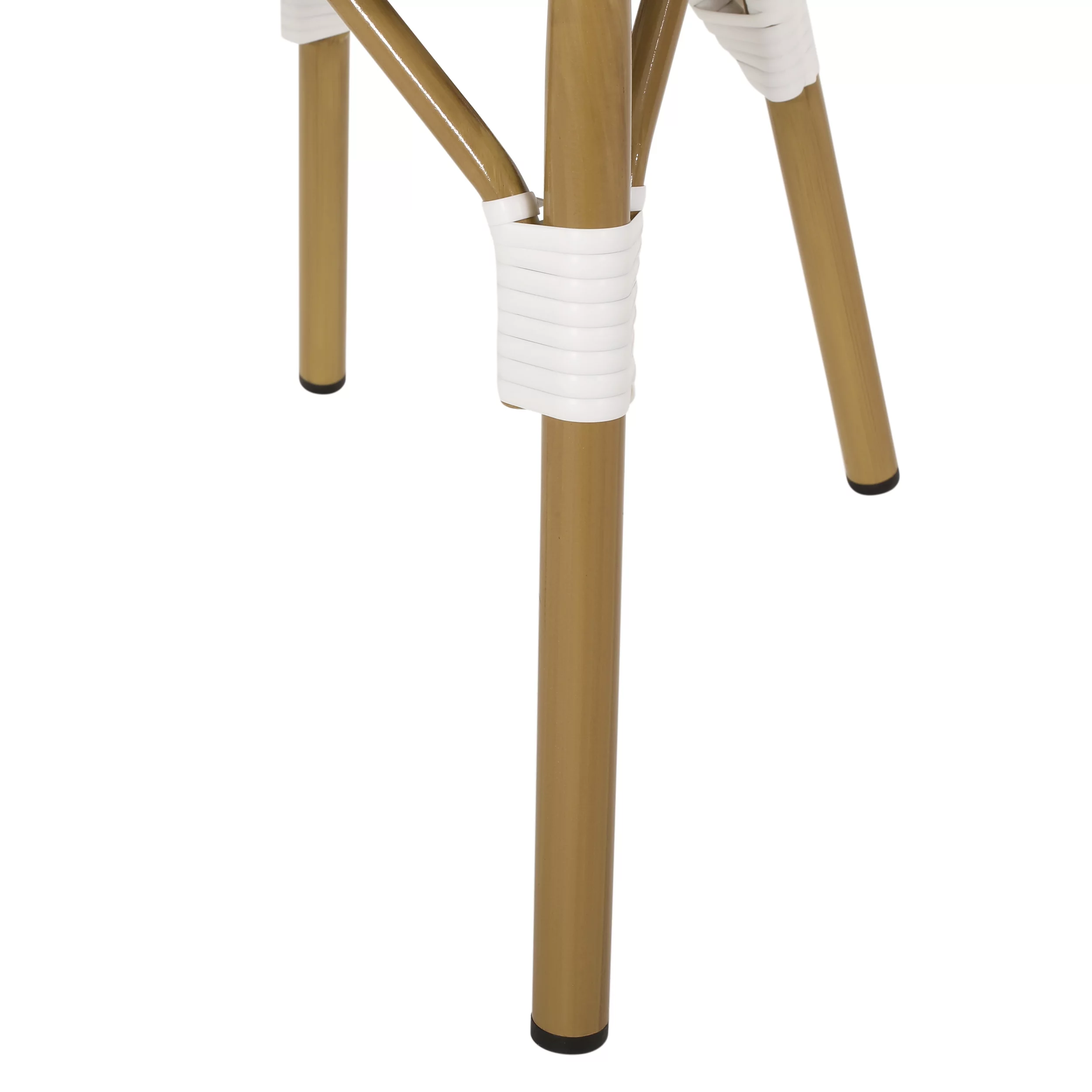 Jordy Outdoor French Bistro Chair , Set of 4, Gray, White, and Bamboo Finish