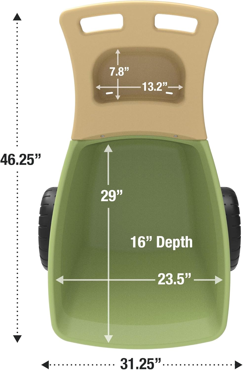 Simplay3 Easy Haul Plastic Wheelbarrow w/Garden Tool Storage Tray, 4 Cubic ft. Capacity, 2 Wheels - Green