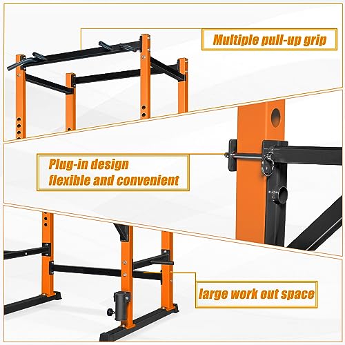 Bongkim Power Rack, Rack Cage for Weight Training, Adjustable Squat Stand Rack for Home Gym Equipment, Lifting Cage with 660lb Capacity