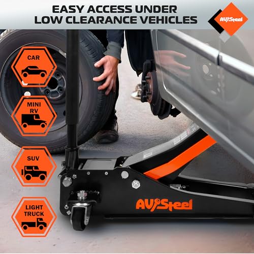 Low Profile Floor Jack 3 Ton (6600 lbs), Heavy Duty Hydraulic Jack for Car, Heavy-Duty Floor Jack with Dual Pistons Quick Lift Pump