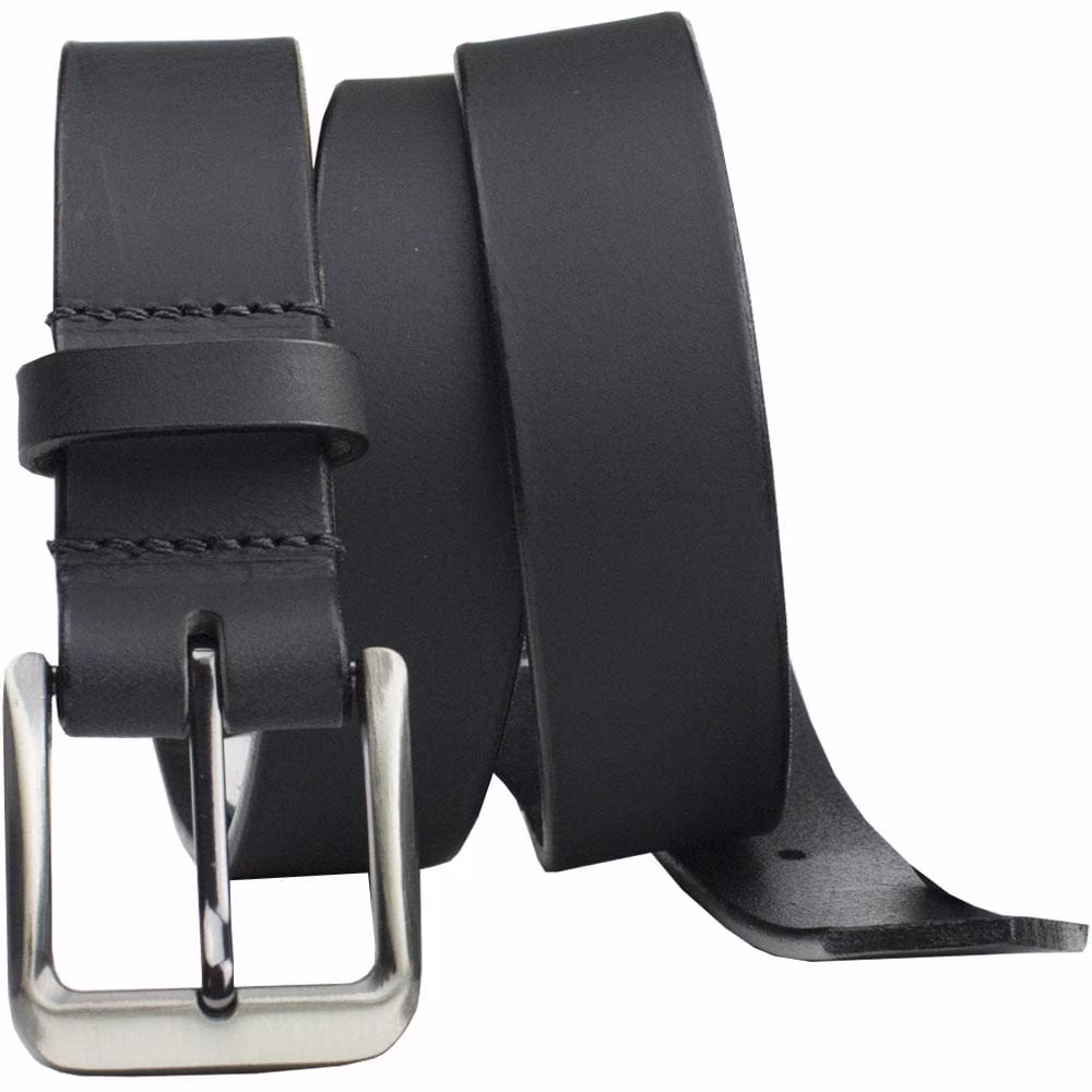 Smoky Mountain Black Leather Belt by Nickel Smart® - Nickel Free Belt Buckle, 1.5 inch Wide Full Grain Leather Strap