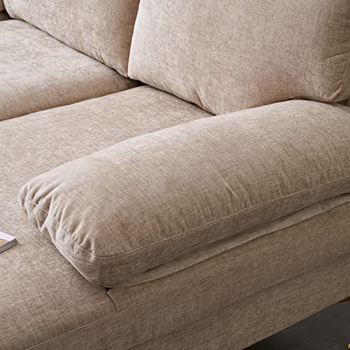 Karl home Convertible Sectional Sofa 110" U-Shape Sofa Couch 4-Seat Couch with Chaise ChenilleFabric Upholstered for Living Room, Apartment, Office