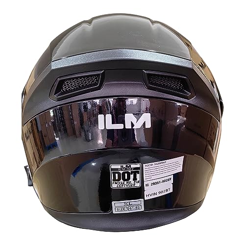 ILM Bluetooth Motorcycle Helmet Modular Flip up Full Face Dual Visor Mp3 Intercom FM Radio DOT Model 902BT(Matte Black, Large)