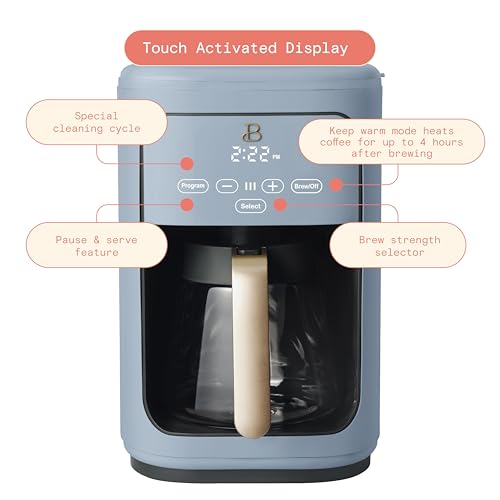 Beautiful Coffee Maker, 14-Cup, Touch Display, Programmable, 1200W, Stainless Steel, Keep Warm, 24h Timer dishwasher-safe (Black Sesame)
