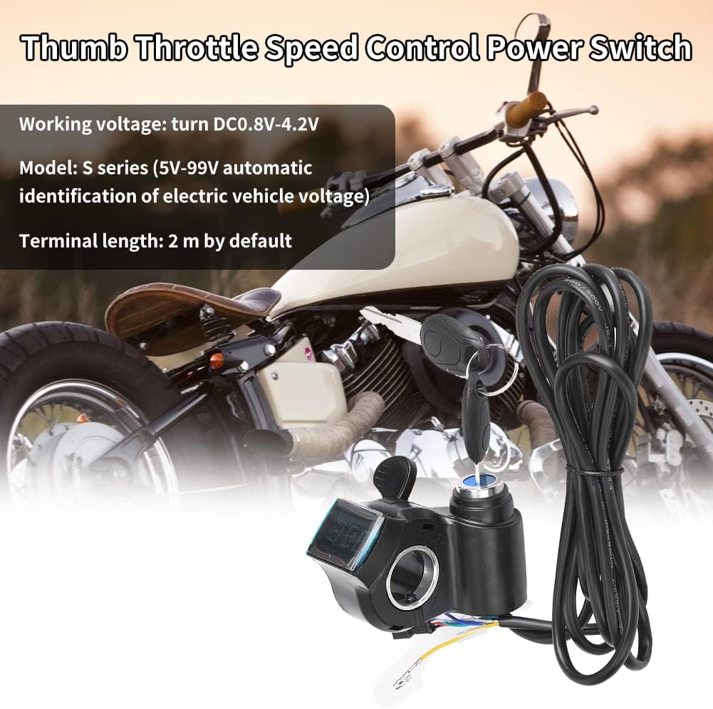E-Bike Throttle, Thumb Throttle Speed Control Power Switch with Key Lock