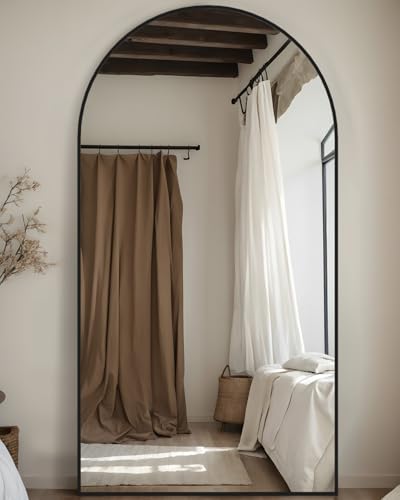 Full Length Mirror, 76"x34" Arched Floor Mirror Freestanding, Floor Standing Full Body Mirror with Stand for Bedroom