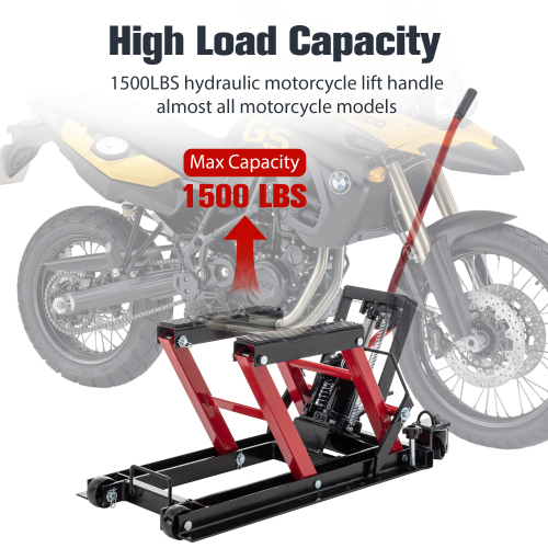 Hydraulic Motorcycle Lift Jack, 1500 LBS Capacity Foot-Operated Motorcycle Lift Table, ATV Scissor Lift Jack with 4.5" - 15" Lifting Range