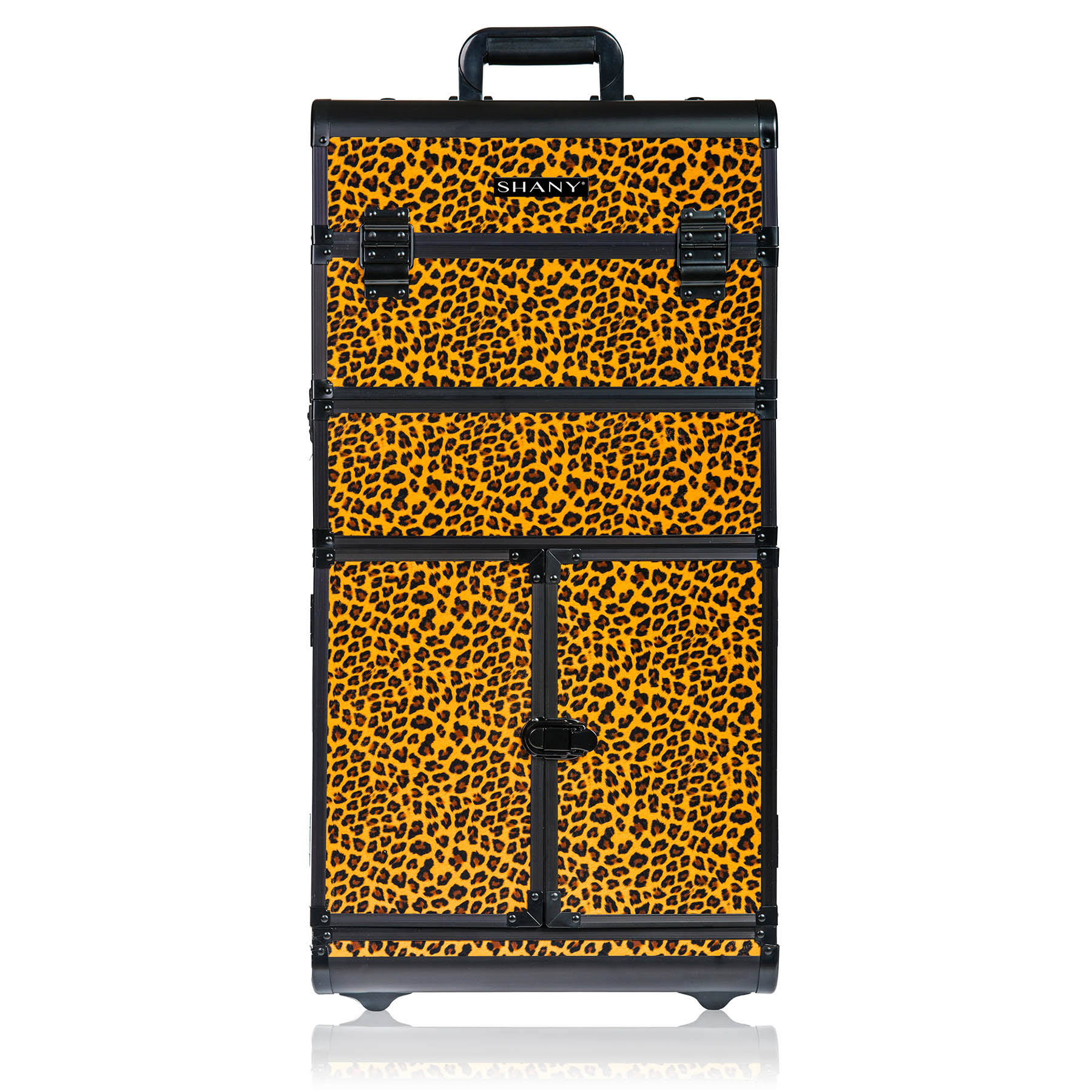 Shany Rebel Series Pro Makeup Artists Rolling Train Trolley Case, Spring Cheetah