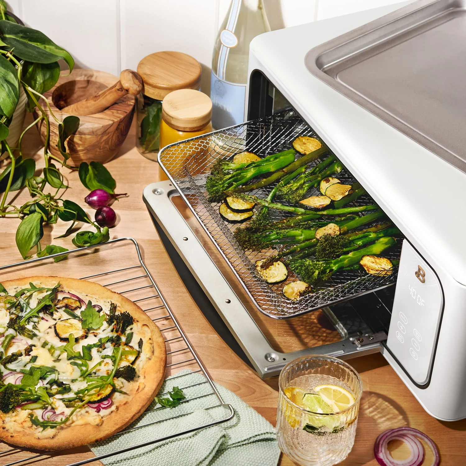 Beautiful Infrared Air Fry Toaster Oven, 9-Slice, 1800 W, Black Sesame by Drew Barrymore