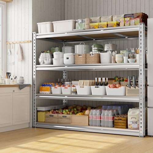 REIBII 48" W Garage Shelving Heavy Duty 3020LBS Storage Shelves 5 Tier Heavy Duty Shelving Adjustable Garage Shelves for Basement, Warehouse