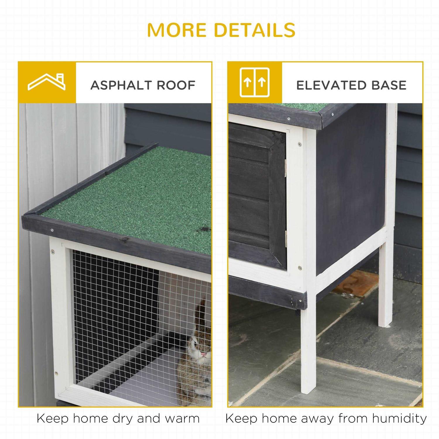 PawHut Wooden Rabbit Hutch, Bunny Cage, Guinea Pig House with Pull-Out Tray, and Openable Asphalt Roof for Indoor/Outdoor - Pet Supplies online store