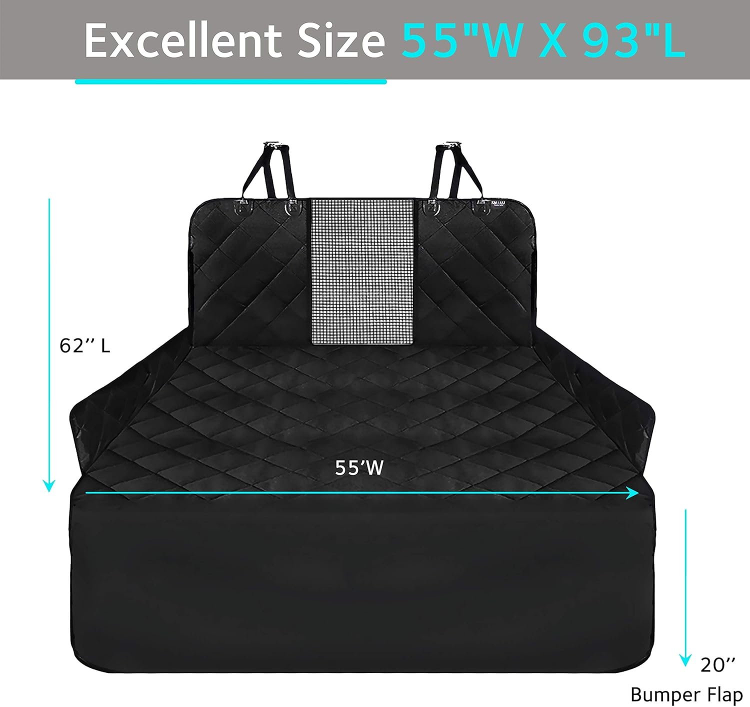 KULULU SUV Cargo Liner for Dogs, Heavy Duty Waterproof Non Slip Durable Liner, Mesh Window for Stress Free Travel