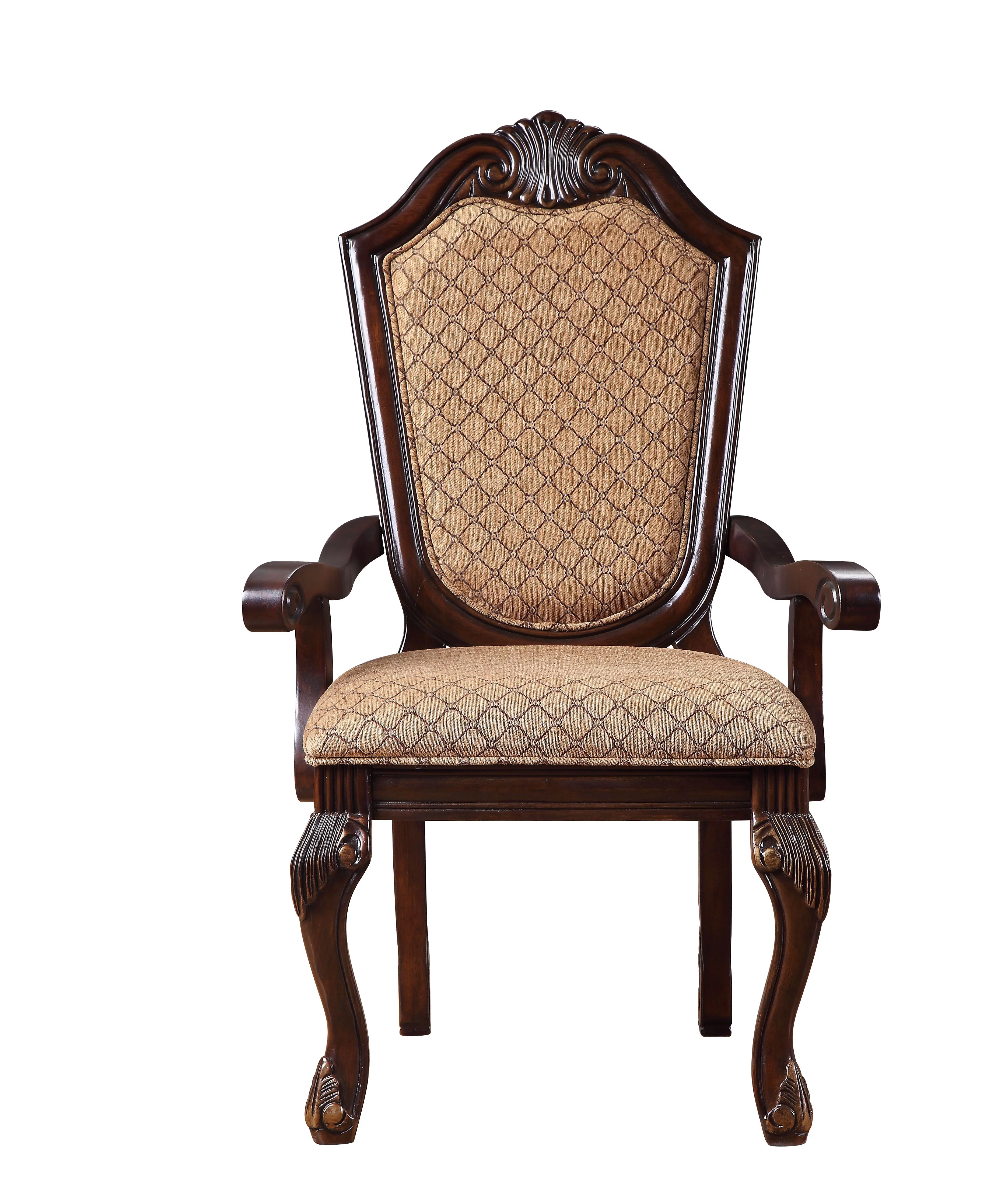 ACME Chateau De Ville Traditional Arm Chair (Set-2), Espresso fabric