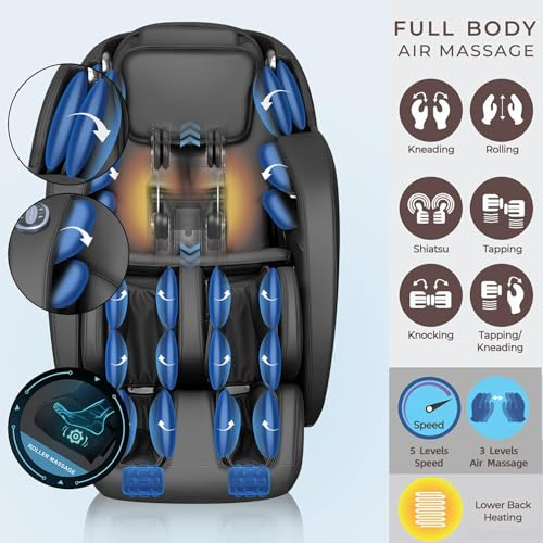 iRest 2025 SL Track Massage Chair Recliner, Full Body Massage Chair with Zero Gravity, Bluetooth Speaker, Airbags, Heating, and Foot Massage
