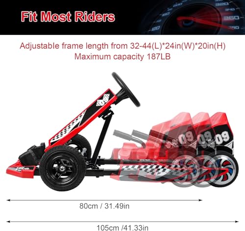 36V Go Kart for Kids, 16 MPH Electric Drift Kart with 350W Motor, Drift/Sport Mode, Length Adjustment, Outdoor Ride on Toy for Adults, Teens