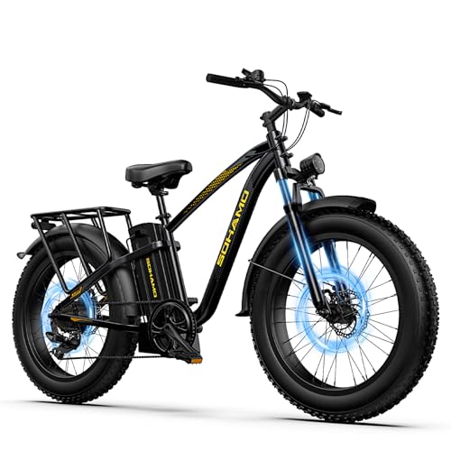 SOHAMO M3 Electric Mountain Bike for Adults, 1500W Peak Motor 30mph Electric Bike, 26"*4" Fat Tire Ebike w/ 48V 15/20AH Removable Battery