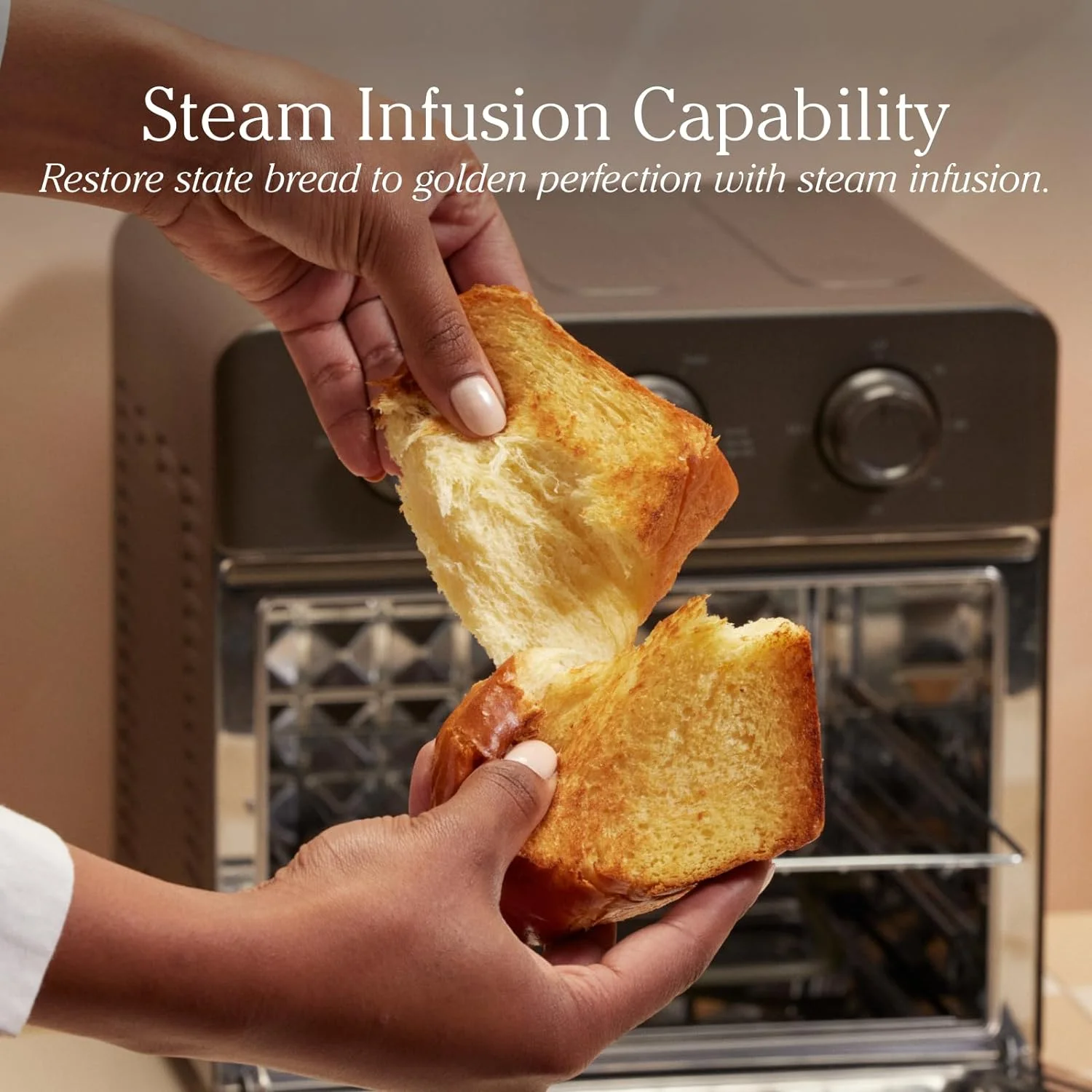 | 6-in-1 Air Fryer & Toaster Oven with Steam Infusion | Compact, Countertop Friendly, Fast Preheat, Multifunctional | Air Fry, Toast, Roast, Bake