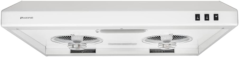 PACIFIC 30'' Economy Under Cabinet Range Hood, White, CFM550, 2-speed settings, rocker switch, Filter-less design