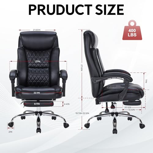 400lbs Reclining Executive Office Chair with Foot Rest,Big and Tall Ergonomic Office Chair with,Home Office Desk Chairs for Heavy People (Khaki)