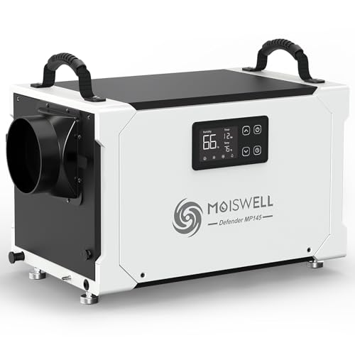 145 Pints Commercial Dehumidifier with Pump and Drain Hose, Energy Star Certified Crawl Space dehumidifier, Industry Water Damage Unit for up to 6