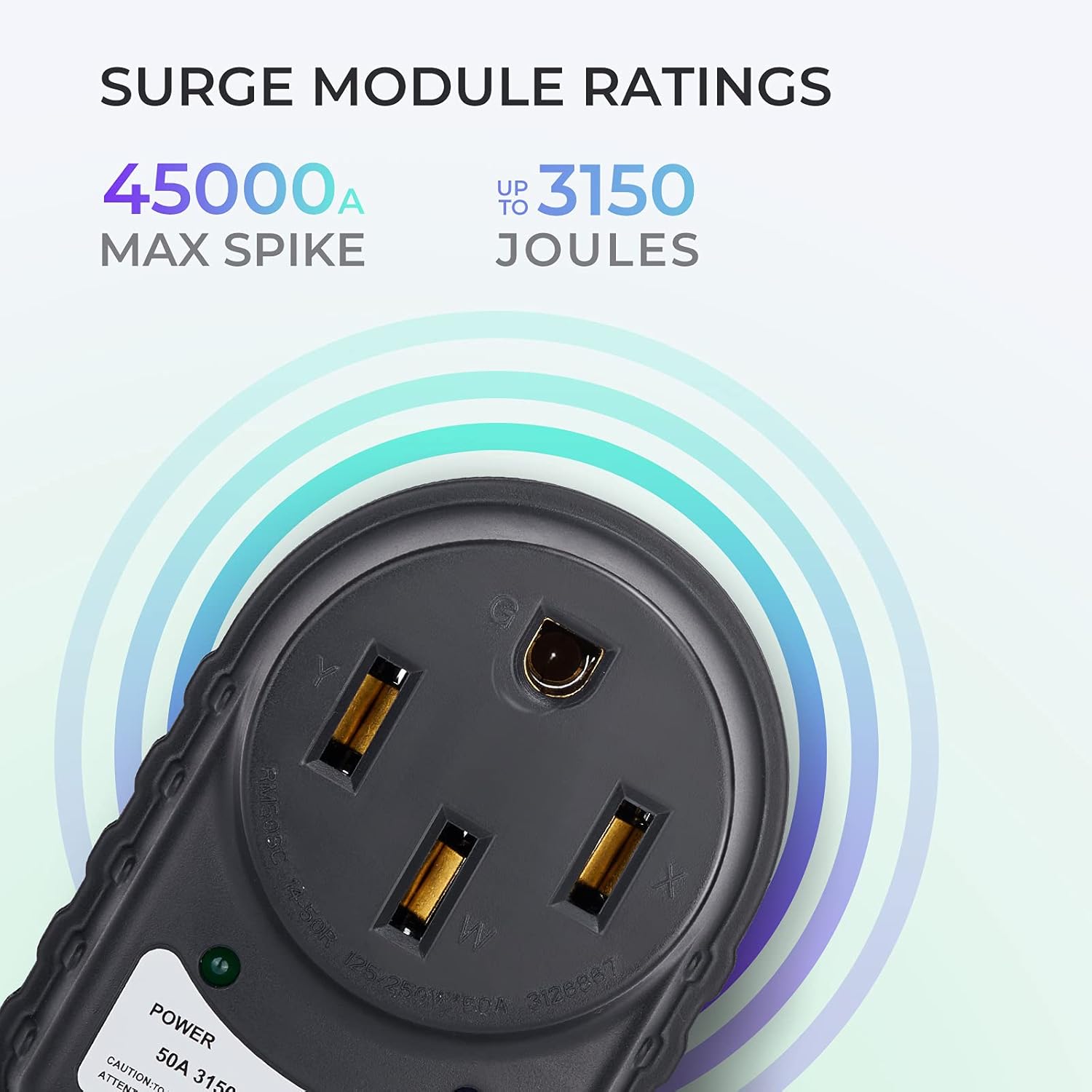 BougeRV 50 Amp 125/250 Volt RV Surge Protector with LED Indicator Light Adapter Circuit Analyzer 50 Amp Male to 50 Amp Female Plug for RV Trailer