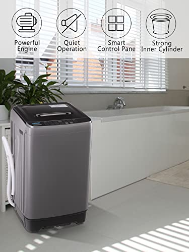 Krib Bling Full-Automatic Washing Machine with Drain Pump, 17.7 lbs Compact Washer, 10 Wash Program & 8 Water Level, Ideal for Apartment, Dorm, RV