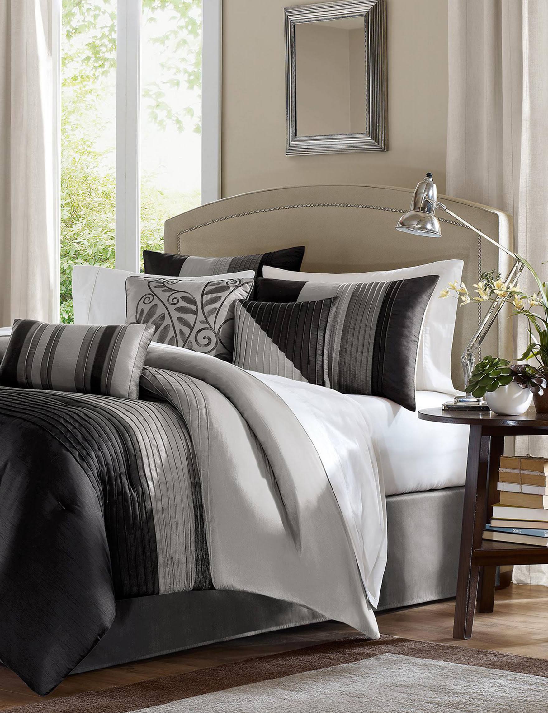 Madison Park - Amherst 7 Piece Comforter Set - Black - Cal King