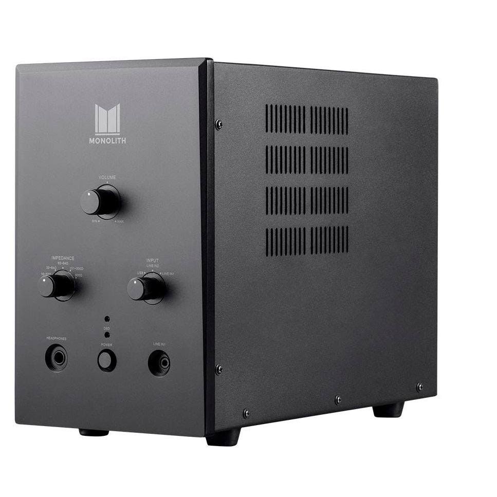 Monolith Tube Amp Headphone Amplifier - Black with Ess ES9018 Sabre Chip DAC | Impedance Selector | Tube Sound