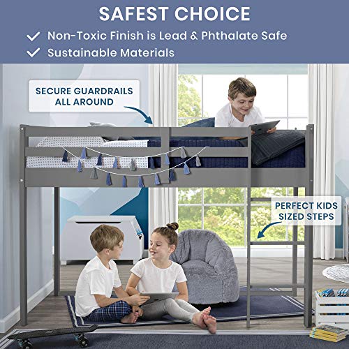 Delta Children Twin Loft Bed with Guardrail and Ladder (Coordinates with Loft Bed Tents Sold Separately), White