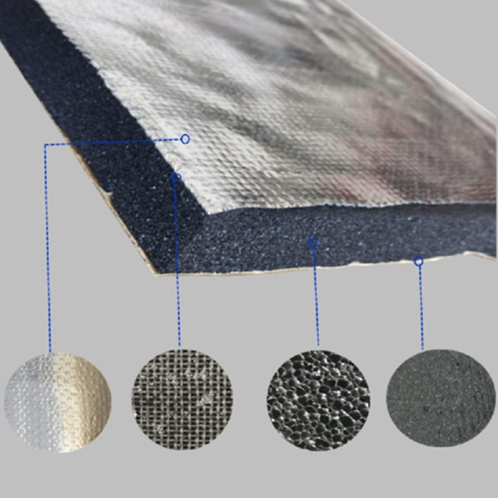 VPABES Car Noise Aluminum Heat Sound Deadening Insulation Mat, Heat Shield Thermal Sound Insulation Proofing Deadener Mat