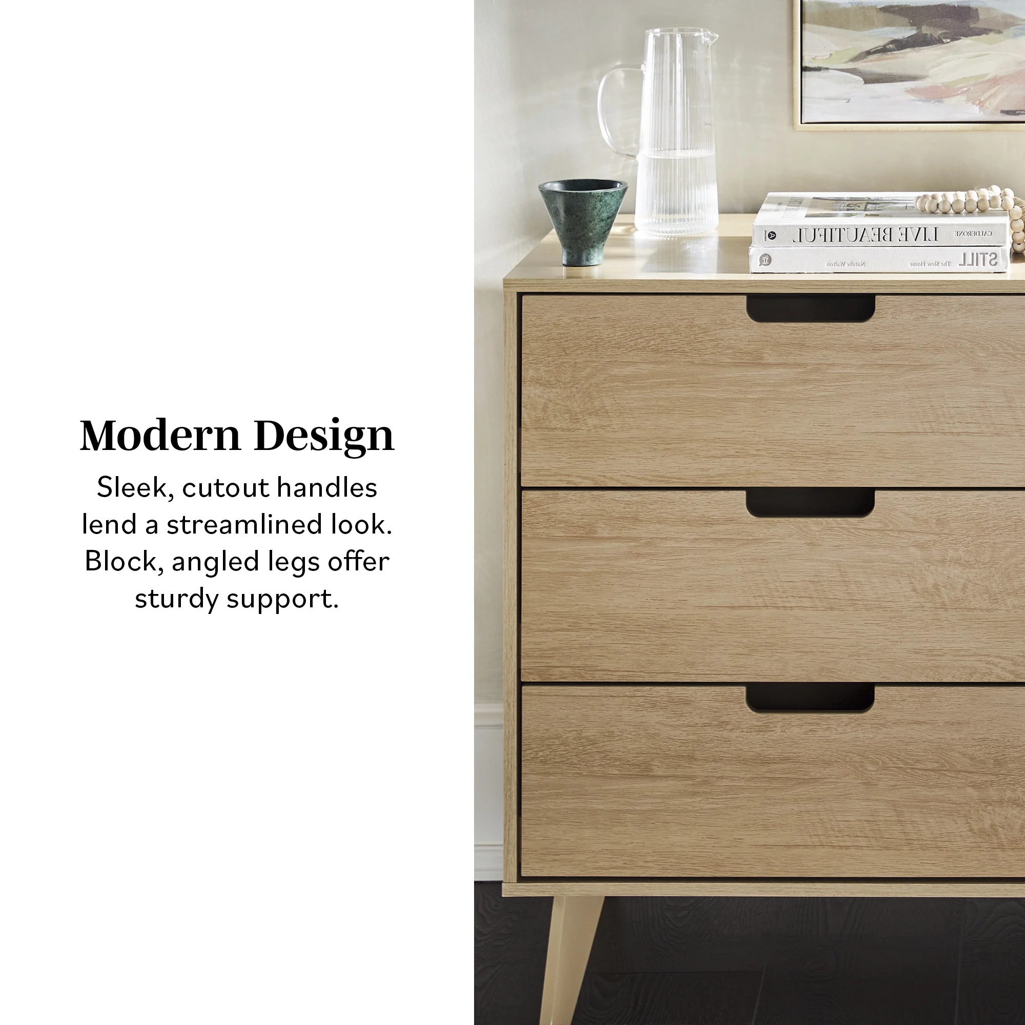 Walker Edison Modern 6-Drawer Dresser with Cut-Out Handles, Riviera