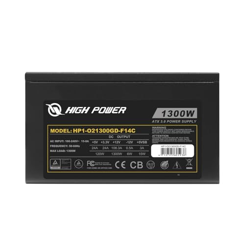 PC Computer Power Supply Modular 1000W 80 Plus Gold Certified ATX 3.0 & PCIE-5.0 Compliant, High-Performance, Efficiency, and Reliability. Active PFC