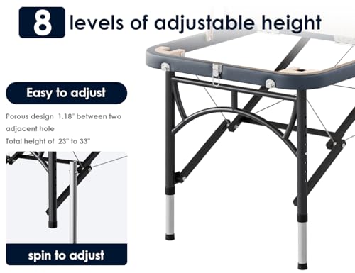 CLORIS 84" Professional Massage Table Portable 2 Folding Lightweight Facial Solon Spa Tattoo Bed Height Adjustable with Carrying Bag & Aluminium Leg