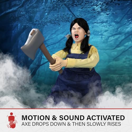 Haunted Hill Farm 5.9 ft. Animatronic Lurching Woman by Tekky, Halloween Animatronic, Scary Indoor House Prop & Decoration