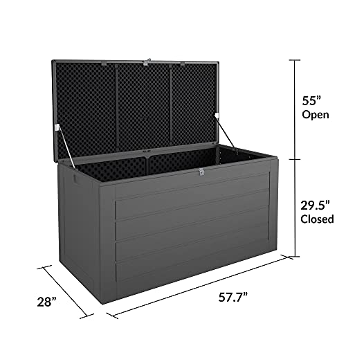 Cosco Outdoor Living 88180BGY1E Cosco Outdoor Patio Storage, Extra Large, 180 Gallons, Charcoal Deck Box, Black/Gray