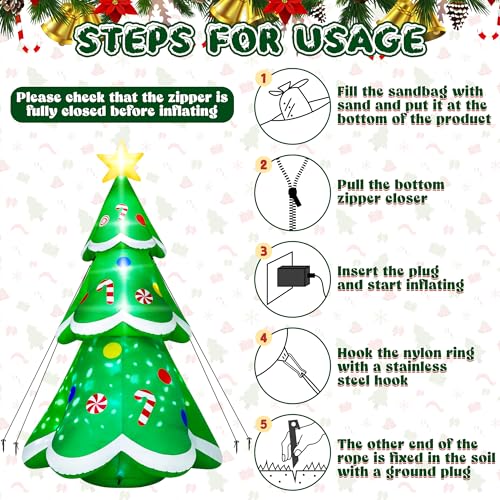 15FT Christmas Inflatables, Giant Inflatable Santa Claus Holding Gift Bags, Blow Up Christmas Santa Claus with 8pcs LED