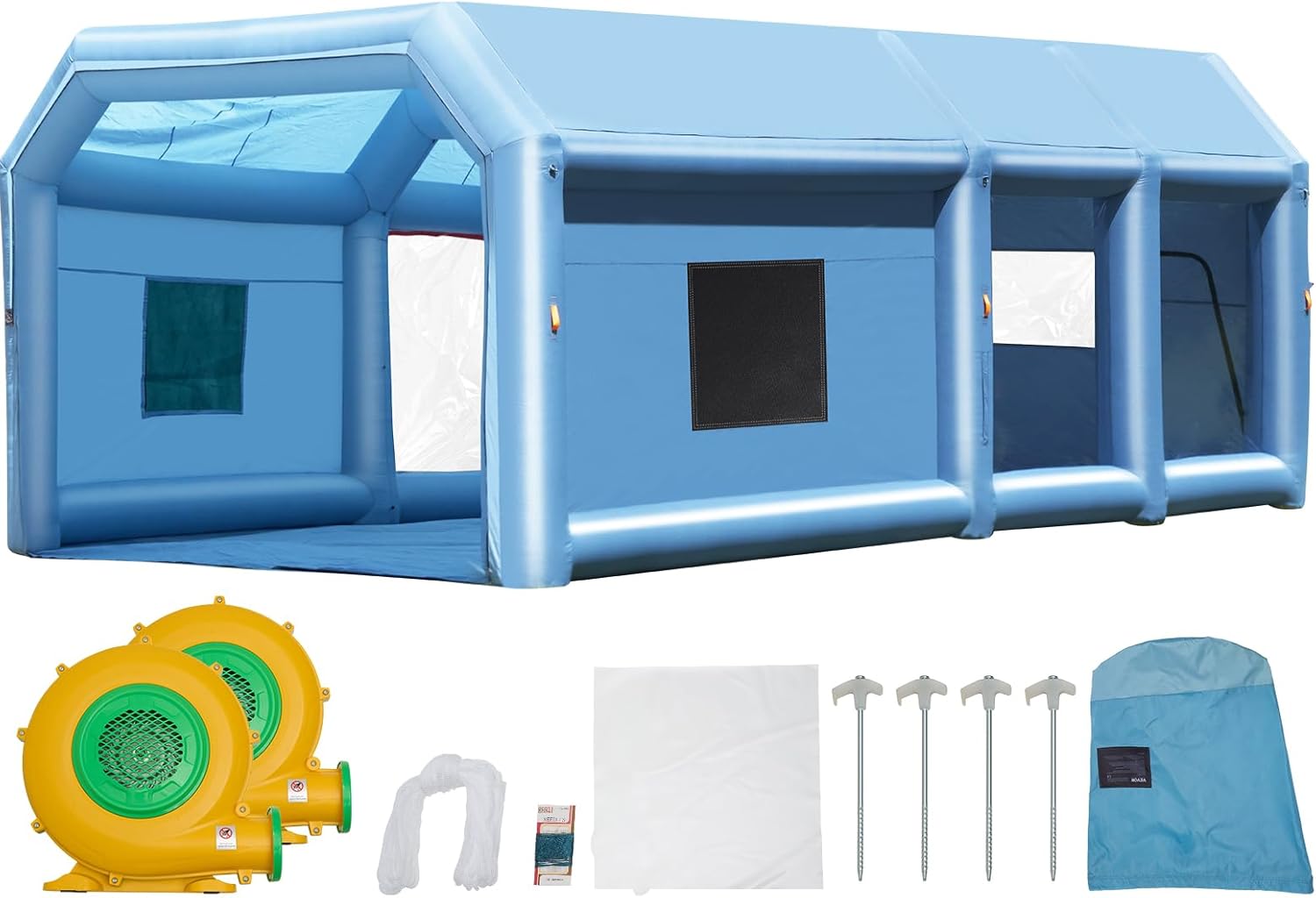 VEVOR Inflatable Paint Booth, 23 x 13.1 x 9 ft Inflatable Spray Booth, with 750W+480W Powerful Blowers and Air Filter System, Large Motorcycle