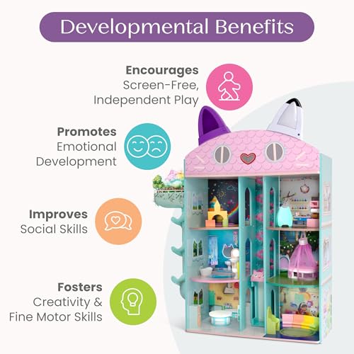 Gabby’s Dollhouse Purrfect Playhouse by Delta Children – Features Sounds & Light Up Ears - Includes 20 Accessories - Fits 8-inch Dolls
