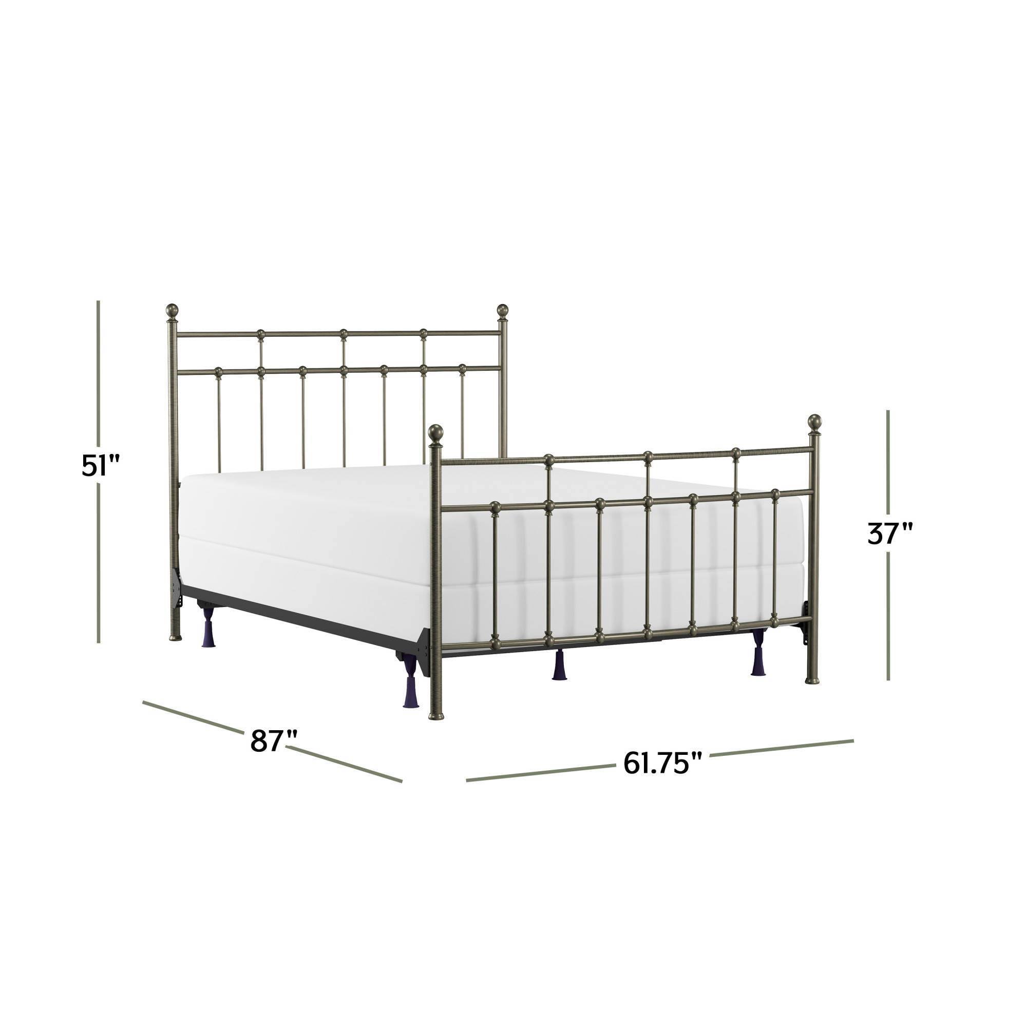 Queen Providence Metal Bed with Spindle and Casting Design Aged Pewter - Hillsdale Furniture