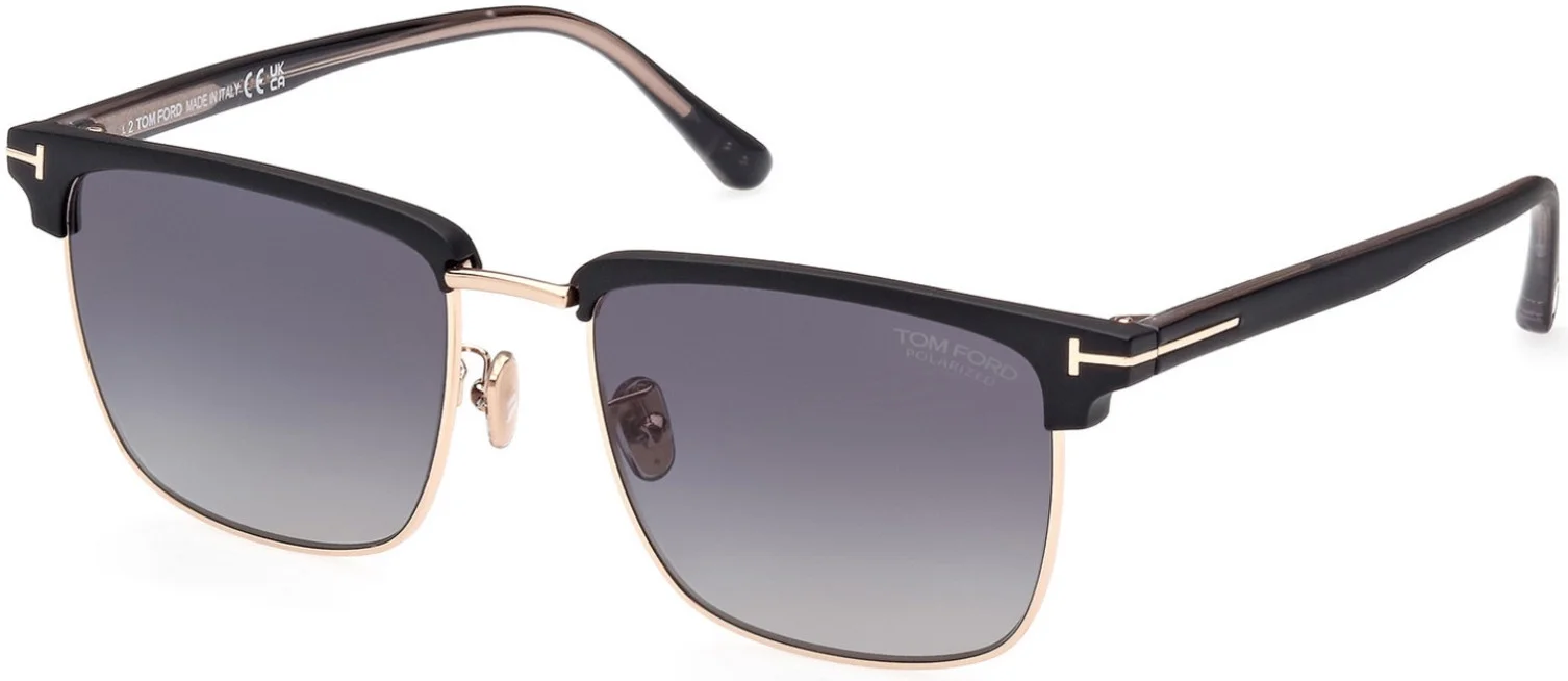 Tom Ford Hudson Polarized Smoke Gradient Square Men's Sunglasses FT0997-H 02D 55
