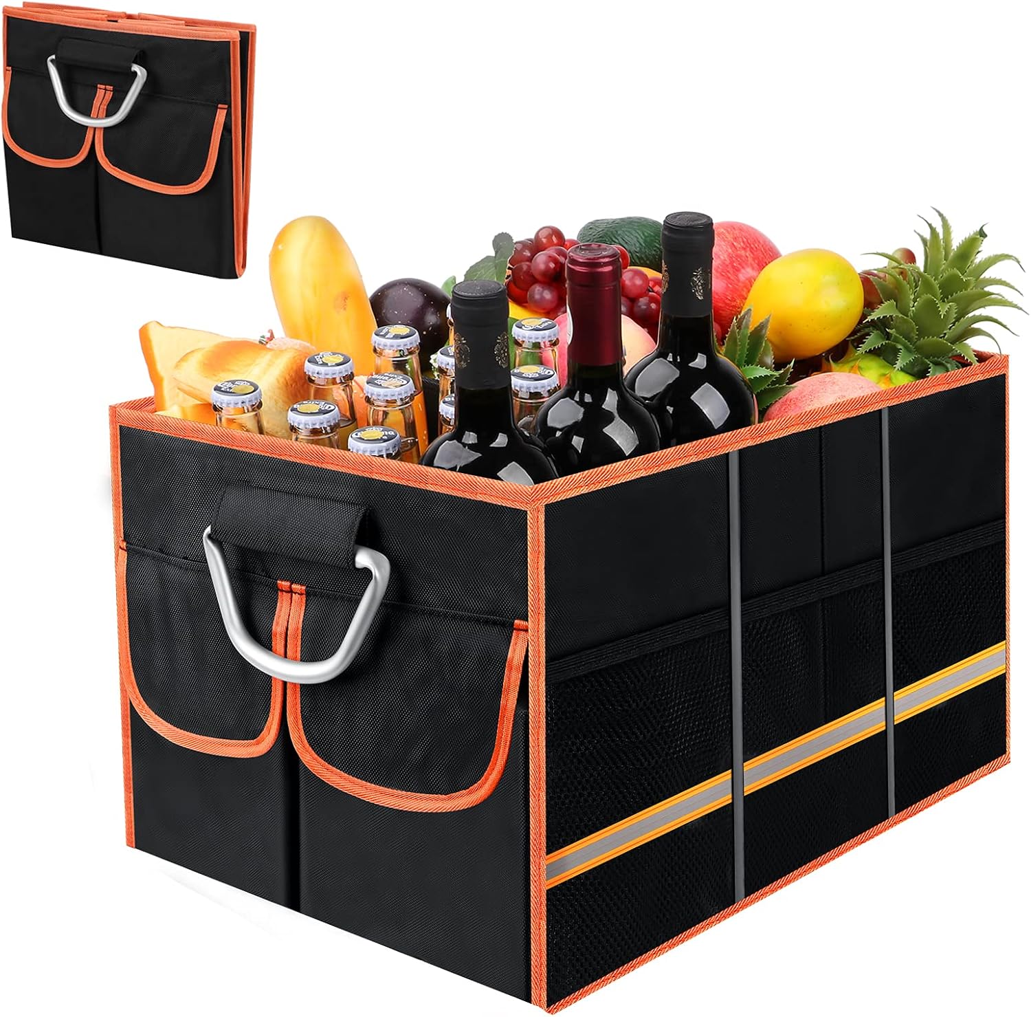 Waterproof Car Trunk Storage Organizer, Heavy Duty Collapsible with Insulated Leakproof Cooler, Folding Cover