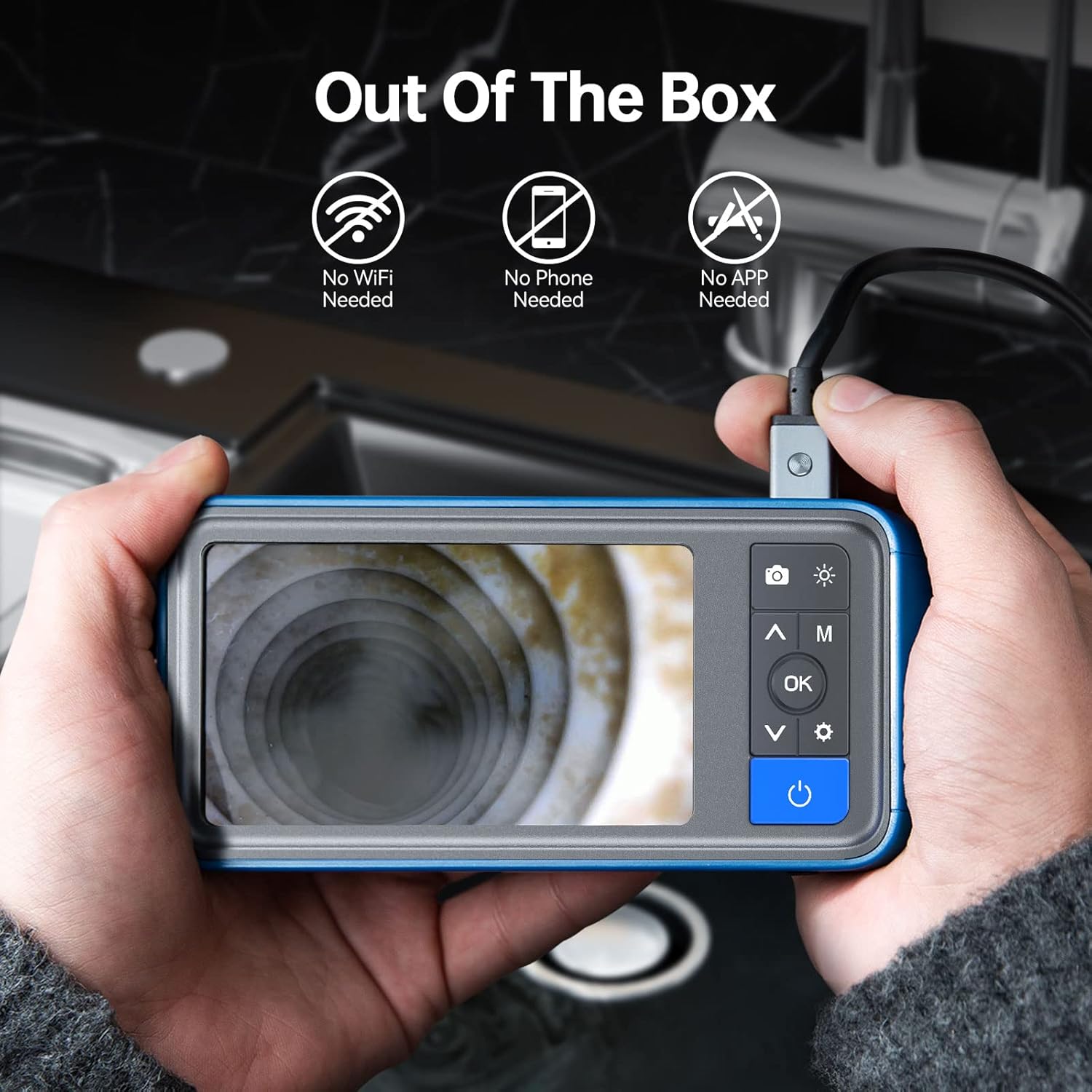 Dual Lens Endoscope Borescope, Teslong 4.5 HD Snake Inspection Camera with Light, Automotive Scope Camera with Flexible Cable